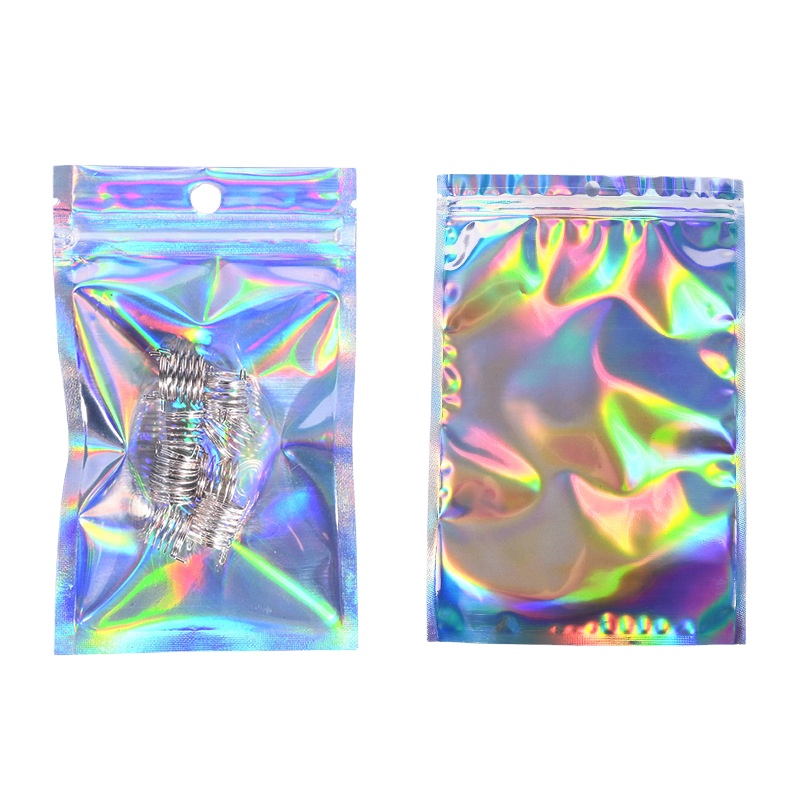 Hot Selling Customized Packaging Bag With Mobile Case Rainbow Custom Printed Zipper Pouch Holographic Plastic Zipper Bag