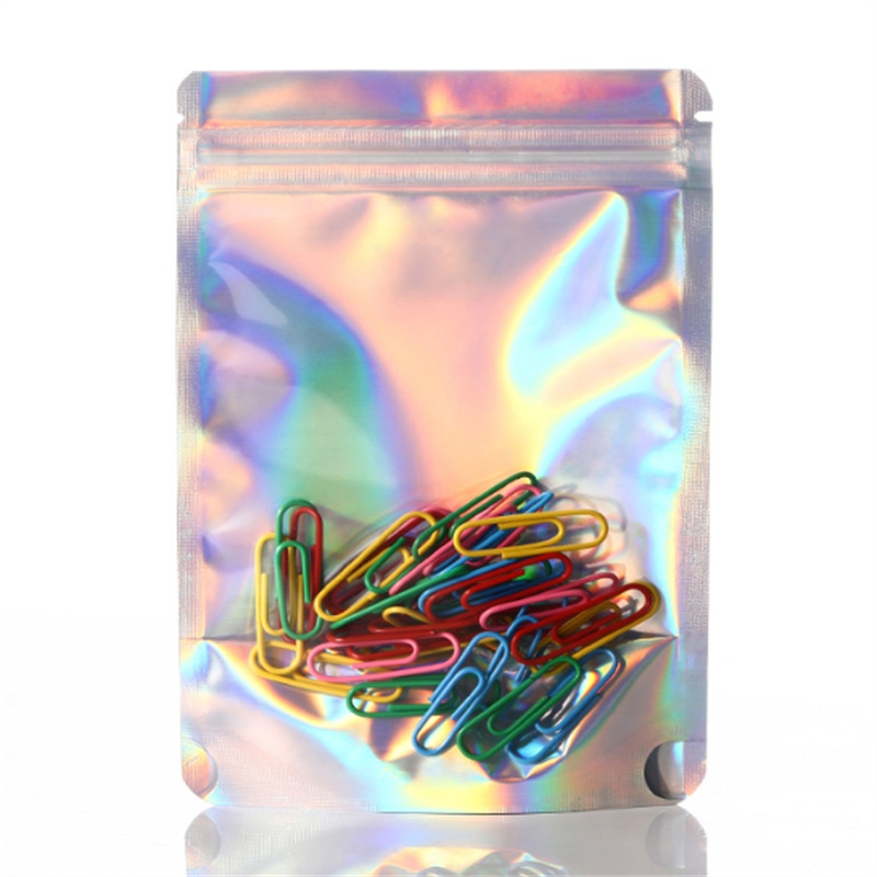 Customized Holographic Bag Printed Cosmetic Key Chain Packing Holographic Stand Up Pouch Mylar Bags