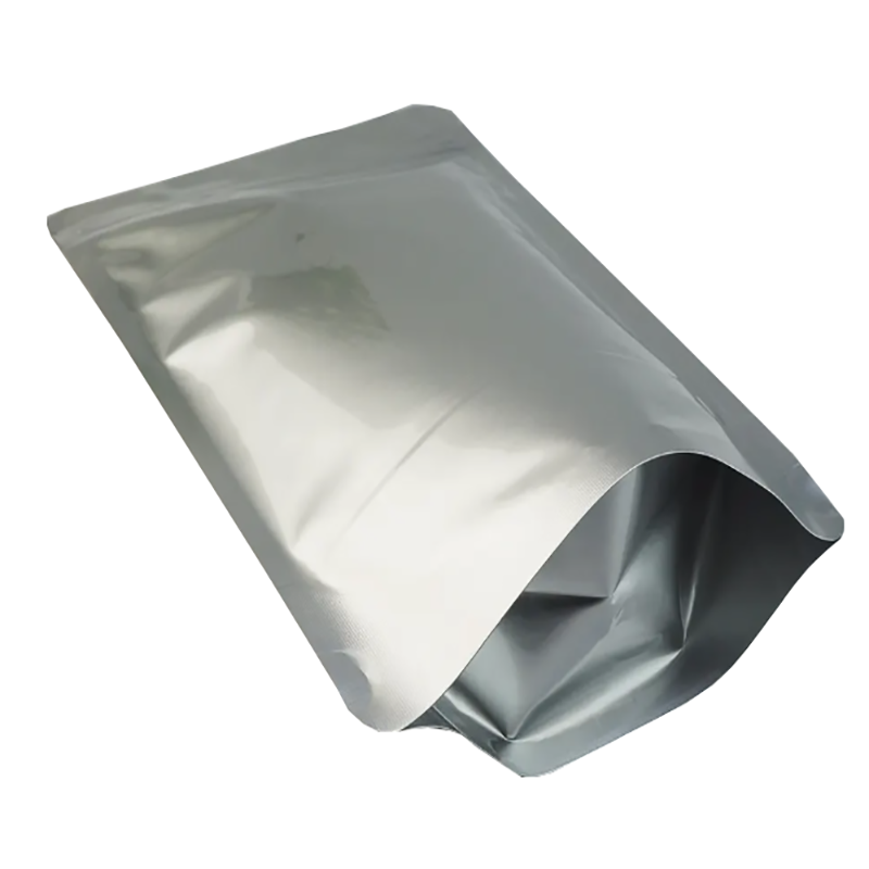 In Stock Stand Up Zip Heat Sealable Metalized Flat Pouch Maple Leaf Sliver Foil Packaging Bag
